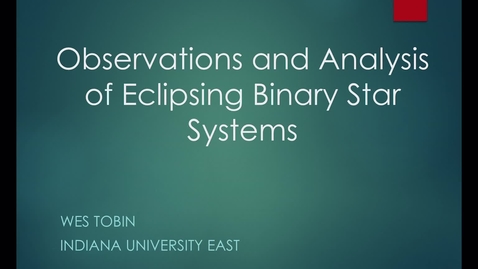 Thumbnail for Observation and Analysis of Eclipsing Binary Star Systems