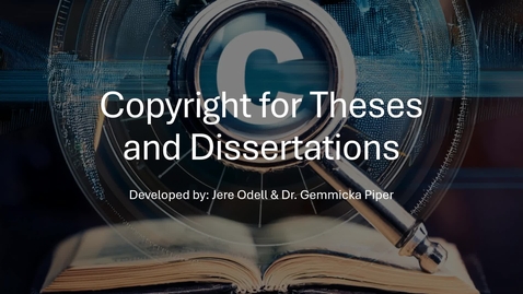 Thumbnail for Copyright for Theses and Dissertations