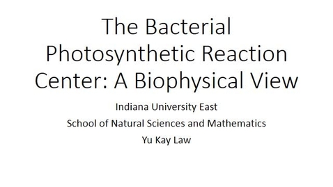 Thumbnail for entry The Bacterial Photosynthetic Reaction Center - A Biophysical Perspective