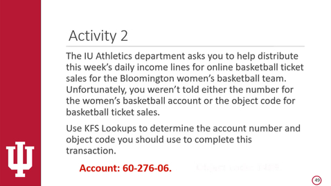 Thumbnail for Getting Started in KFS - Video 9 - Activity 2 Answer