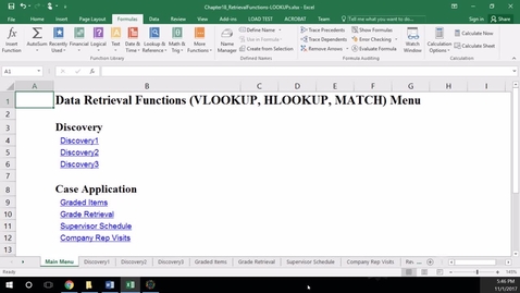 Thumbnail for K201 LAB Class 18 - Retrieval Functions (VLOOKUP, HLOOKUP, MATCH)
