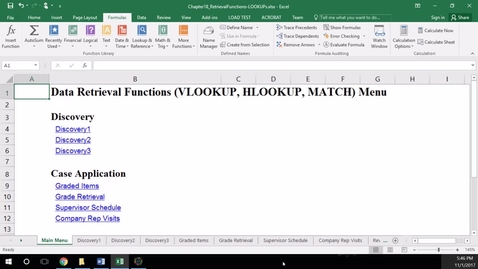 Thumbnail for entry K201 LAB Class 18 - Retrieval Functions (VLOOKUP, HLOOKUP, MATCH)