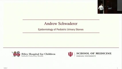 Thumbnail for PEDS Grand Rounds 9/20/2017: &quot;Epidemiology of Pediatric Urinary Stones&quot; Andrew Schwaderer, MD