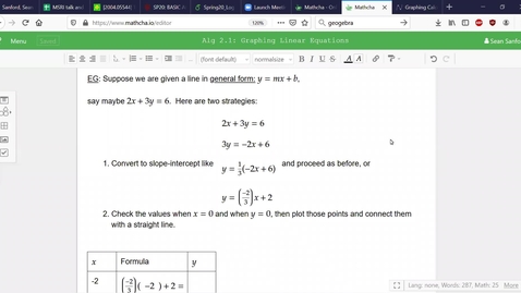 Thumbnail for entry Alg 2.1: Graphing Lines by Finding Intercepts