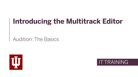 Thumbnail for entry Audition: The Basics - Introducing the Multitrack Editor