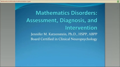 Mathematics Disorders Assessment Diagnosis And