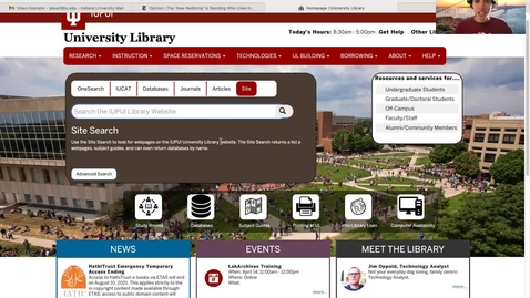 Thumbnail for Search Tabs on New Library Website