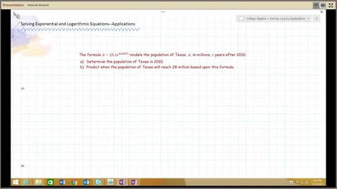 Thumbnail for entry B111 M123 College Algebra, Solving Exp, Log Eq Applications, 4.4