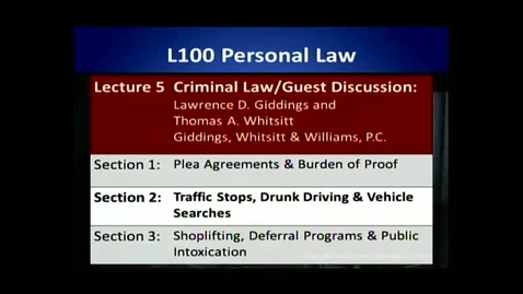 Thumbnail for entry L100 05-2 Traffic Stops, Drunk Driving and Vehicle Searches