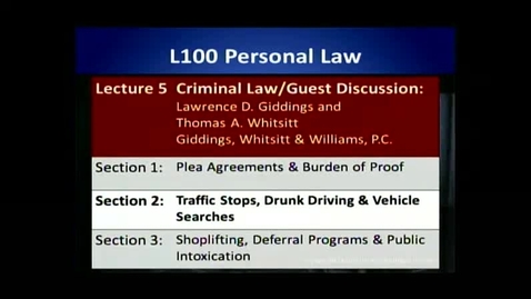 Thumbnail for L100 05-2 Traffic Stops, Drunk Driving and Vehicle Searches