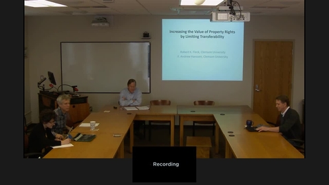 Thumbnail for 04/03/2017 Colloquium Series - Robert Fleck: “Increasing the Value of Property Rights by Limiting Transferability”