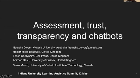 Thumbnail for Assessment, Trust, Transparency and Chatbots