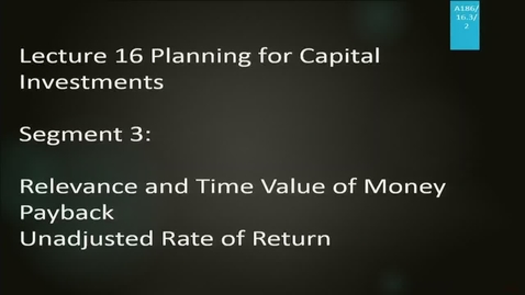 Thumbnail for A186 16-3 Planning for Capital Investments