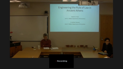 Thumbnail for 01/23/2017 Colloquium Series - F. Andrew Hanssen: “Engineering the Rule of Law in Ancient Athens”