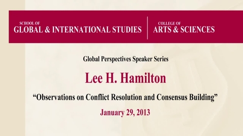 Thumbnail for entry Lee Hamilton presents inaugural talk in Global Perspectives Speaker Series at IU