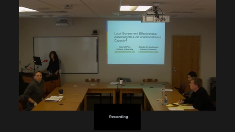 Thumbnail for entry 02/06/2017 Colloquium Series - Claudia Avellaneda: “Local Government Effectiveness: Assessing the Role of Administrative Capacity”