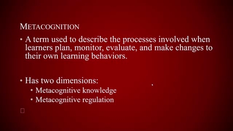 Thumbnail for Metacognition and the Study Process 