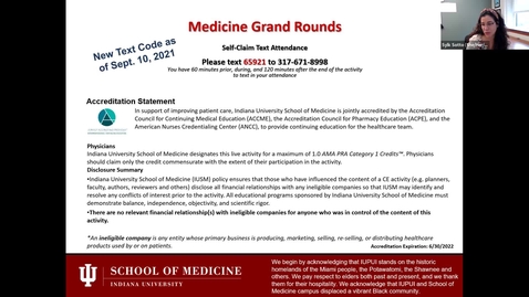 Thumbnail for Medicine Grand Rounds 12/10/2021: &quot;Compassion Fatigue&quot; Michelle Zellner