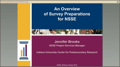 Thumbnail for entry An Overview of Survey Preparations for NSSE