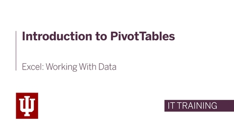 Thumbnail for Excel: Working With Data - Introduction to PivotTables