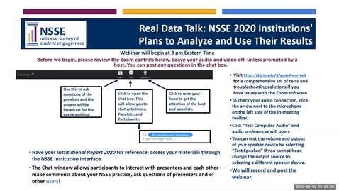 Thumbnail for Real Data Talk: NSSE 2020 Institutions' Plans to Analyze and Use Their Results to post