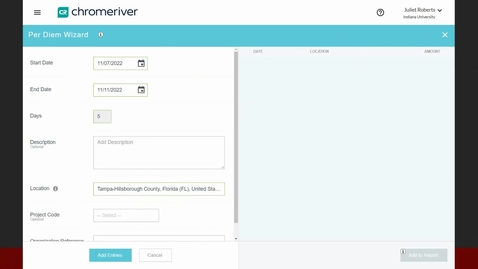 Thumbnail for Video 14 - Adding Per Diem