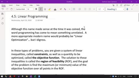 Thumbnail for Alg 4.5: Intro to Linear Programming