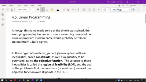 Thumbnail for entry Alg 4.5: Intro to Linear Programming