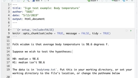 Thumbnail for Sign test example: Body temperature