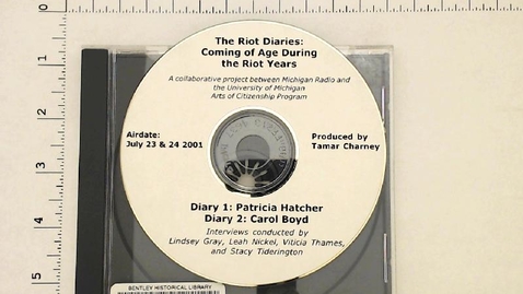 Thumbnail for entry Project Files &gt; Radio Documentaries &gt; Audio recordings &gt; Riot Diaries: Coming of Age During the Riot Years, July 23-24, 2001 &gt; Digital Audio Recordings