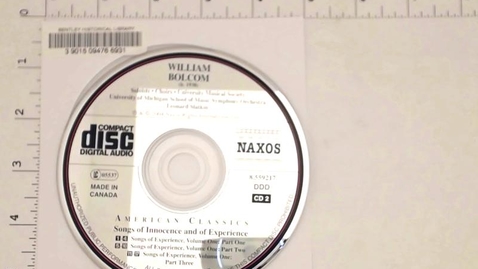 Thumbnail for Sound Recordings &gt; Digital Audio Recordings &gt; William Bolcom: Songs of Innocence and of Experience, 2004 &gt; Disc 2 of 3