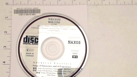 Thumbnail for entry Sound Recordings &gt; Digital Audio Recordings &gt; William Bolcom: Songs of Innocence and of Experience, 2004 &gt; Disc 2 of 3