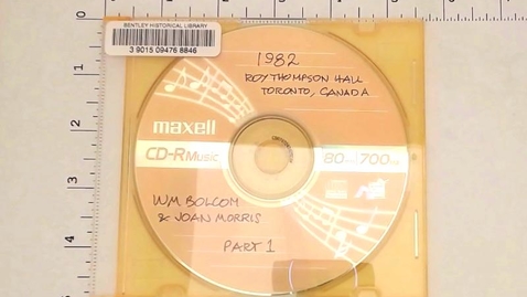 Thumbnail for Sound recordings, 1958, 1962-1968, 1971-2009 (scattered), undated &gt; Digital Recordings, circa 1982-2009 (scattered) &gt; Roy Thompson Hall, Toronto, Canada, 1982 &gt; Disc 1 of 2