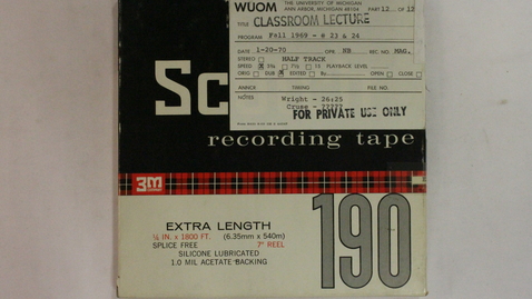 Thumbnail for entry College of LSA: Afro-American: A Survey History; Wright and Cruse ([R127A]) [Part 1]