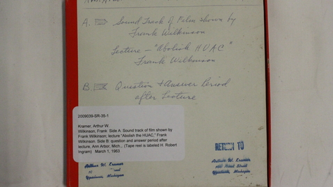 Thumbnail for Sound track of film shown by Frank Wilkinson; lecture “Abolish the HUAC,” Frank Wilkinson. Side B: question and answer period after lecture, Ann Arbor, Michigan [Part 2]