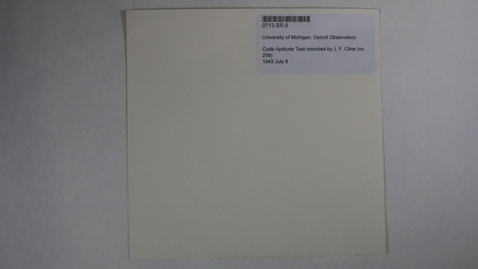 Thumbnail for Code Aptitude Test recorded by J. F. Cline [D.O. no. 259] [Side 1 - No Side 2]