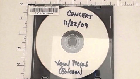 Thumbnail for entry Sound recordings, 1958, 1962-1968, 1971-2009 (scattered), undated &gt; Digital Recordings, circa 1982-2009 (scattered) &gt; Vocal Pieces, Concert, November 22, 2009