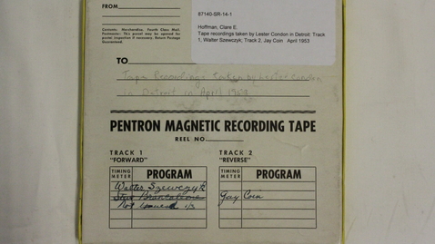 Thumbnail for entry Tape recordings taken by Lester Condon in Detroit: Track 1, Walter Szewczyk; Track 2, Jay Coin [Part 1]