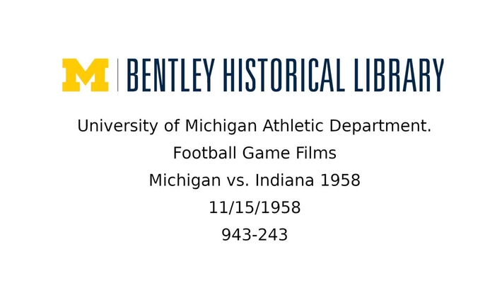 University of Michigan Football vs. Indiana 1958