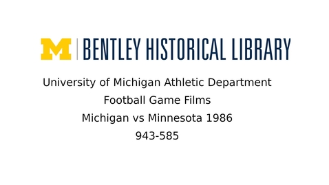 Thumbnail for University of Michigan vs. Minnesota  1986