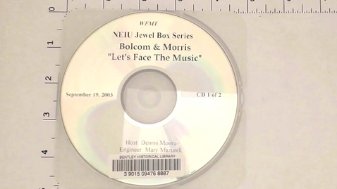 Thumbnail for Sound recordings, 1958, 1962-1968, 1971-2009 (scattered), undated &gt; Digital Recordings, circa 1982-2009 (scattered) &gt; Northeastern Illinois University Jewel Box Series, Let's Face the Music, September 19, 2003 &gt; Disc 1 of 2