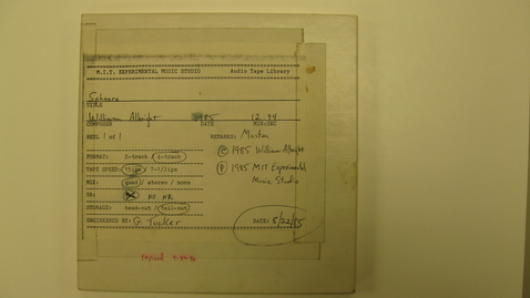 Thumbnail for Sphaera, for piano and computer generated four-channel tape; quadraphonic master tape. [Part 1]