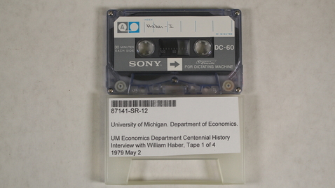 Thumbnail for entry UM Economics Department Centennial History Interview with William Haber, Tape 1 of 4 [Side 2]