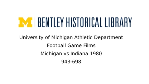 Thumbnail for entry University of Michigan vs. Indiana  1980