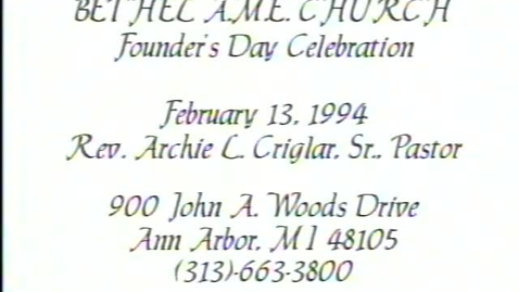 Thumbnail for &quot;Bethel A.M.E. Church Anniversary Pageant&quot;