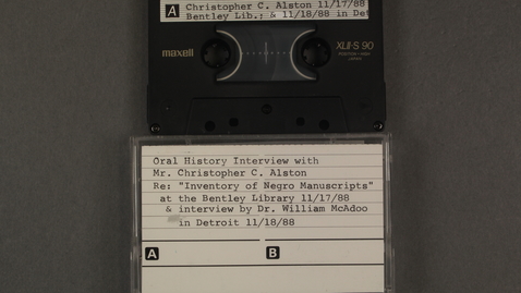 Thumbnail for Oral History Interview regarding the &quot;Inventory of Negro Manuscripts&quot; at the Bentley Historical Library [Side 2]