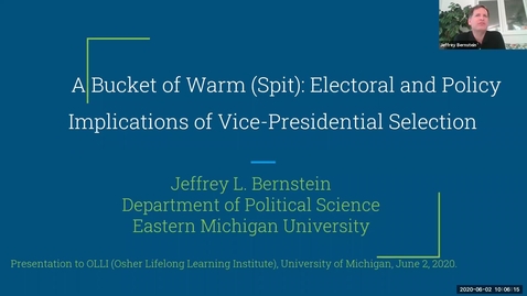 Thumbnail for A Bucket of Warm (Spit): Electoral Policy Implications of Vice-Presidential Selection with Jeffrey L. Bernstein