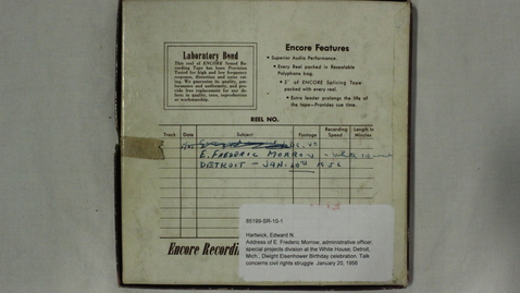 Thumbnail for Address of E. Frederic Morrow, administrative officer, special projects division at the White House; Detroit, Michigan [Part 1]