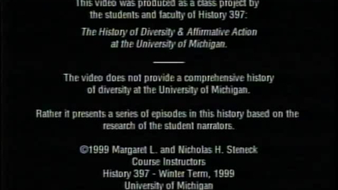 Thumbnail for entry Towards an Inclusive University - Stories from the History of Diversity at the
        University of Michigan