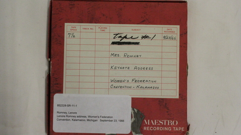 Thumbnail for Lenore Romney address, Women's Federation Convention, Kalamazoo, Michigan [Part 1]